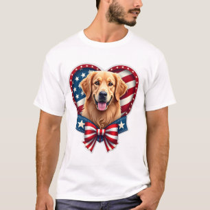 Patriotic Golden Retriever Heart Vintage Shirt 2