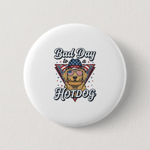 Patriotic Golden Retriever Hotdog Vintage Shirt De 6 Cm Round Badge