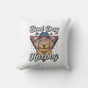 Patriotic Golden Retriever Hotdog Vintage Shirt De Cushion