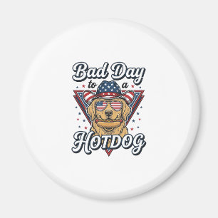 Patriotic Golden Retriever Hotdog Vintage Shirt De Magnet