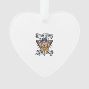 Patriotic Golden Retriever Hotdog Vintage Shirt De Ornament