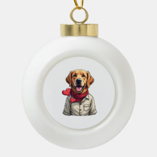 Patriotic Golden Retriever Lover Vintage Shirt 2 Ceramic Ball Christmas Ornament