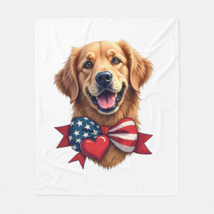 Patriotic Golden Retriever Lover Vintage Shirt Fleece Blanket