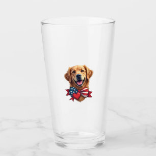 Patriotic Golden Retriever Lover Vintage Shirt Glass