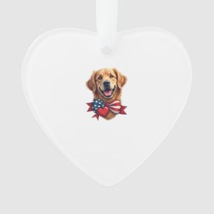 Patriotic Golden Retriever Lover Vintage Shirt Ornament