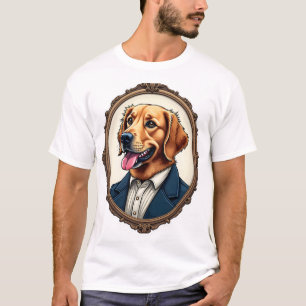 Patriotic Golden Retriever Portrait Vintage Tee