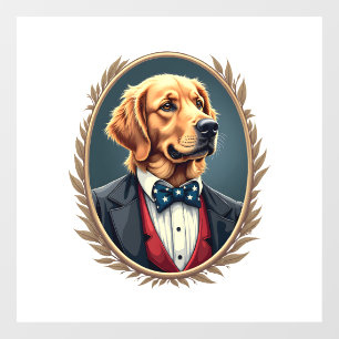 Patriotic Golden Retriever Portrait Vintage Tee 2