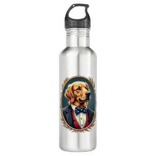 Patriotic Golden Retriever Portrait Vintage Tee 2 710 Ml Water Bottle