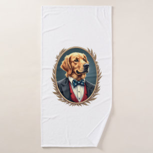 Patriotic Golden Retriever Portrait Vintage Tee 2 Bath Towel
