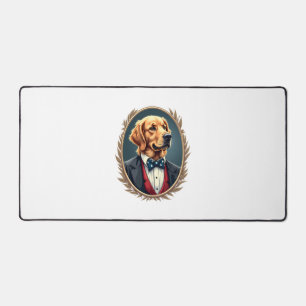 Patriotic Golden Retriever Portrait Vintage Tee 2 Desk Mat
