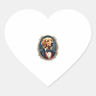 Patriotic Golden Retriever Portrait Vintage Tee 2 Heart Sticker