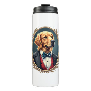 Patriotic Golden Retriever Portrait Vintage Tee 2 Thermal Tumbler