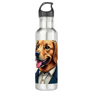 Patriotic Golden Retriever Portrait Vintage Tee 710 Ml Water Bottle