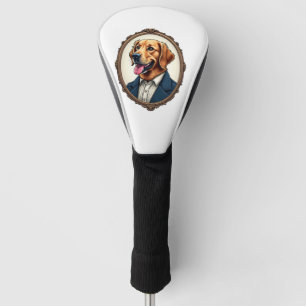 Patriotic Golden Retriever Portrait Vintage Tee Golf Head Cover