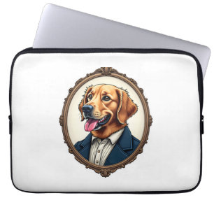 Patriotic Golden Retriever Portrait Vintage Tee Laptop Sleeve