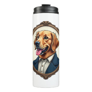 Patriotic Golden Retriever Portrait Vintage Tee Thermal Tumbler