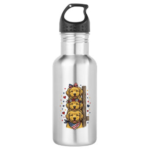 Patriotic Golden Retriever Puppies Vintage Shirt D 532 Ml Water Bottle
