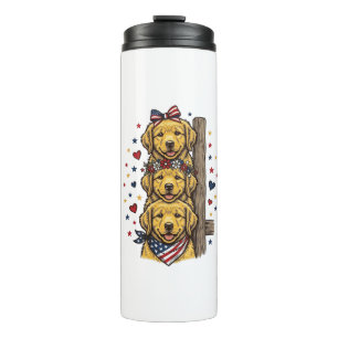Patriotic Golden Retriever Puppies Vintage Shirt D Thermal Tumbler