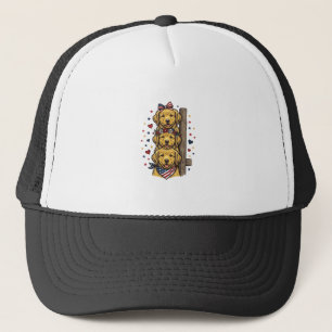 Patriotic Golden Retriever Puppies Vintage Shirt D Trucker Hat