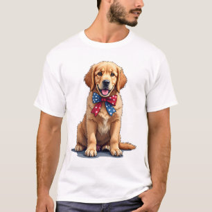 Patriotic Golden Retriever Puppy Vintage Shirt