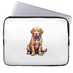 Patriotic Golden Retriever Puppy Vintage Shirt 4 Laptop Sleeve