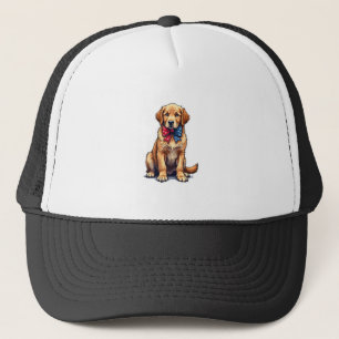 Patriotic Golden Retriever Puppy Vintage Shirt 4 Trucker Hat