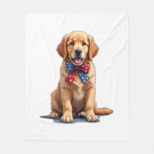 Patriotic Golden Retriever Puppy Vintage Shirt Fleece Blanket