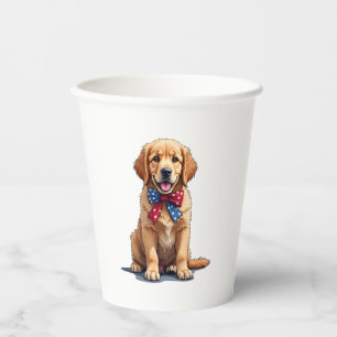 Patriotic Golden Retriever Puppy Vintage Shirt Paper Cups