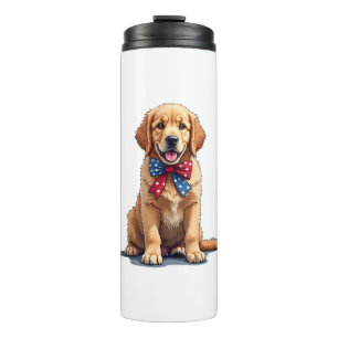 Patriotic Golden Retriever Puppy Vintage Shirt Thermal Tumbler