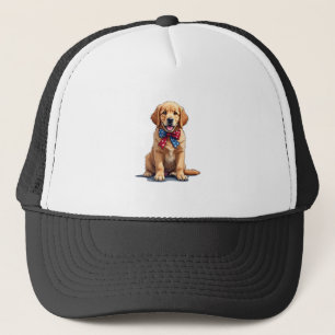 Patriotic Golden Retriever Puppy Vintage Shirt Trucker Hat