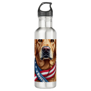 Patriotic Golden Retriever Rescue Vintage Tee 710 Ml Water Bottle