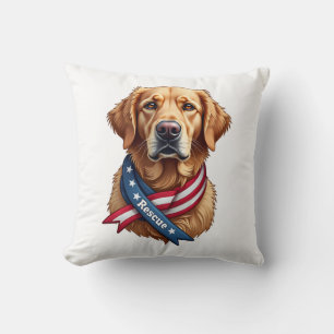 Patriotic Golden Retriever Rescue Vintage Tee Cushion