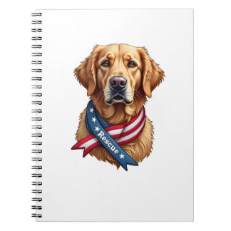 Patriotic Golden Retriever Rescue Vintage Tee Notebook