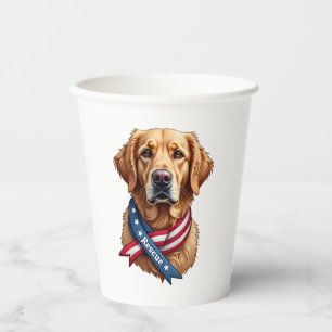 Patriotic Golden Retriever Rescue Vintage Tee Paper Cups