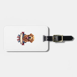 Patriotic Golden Retriever Ribbon Banner Tee 2 Luggage Tag
