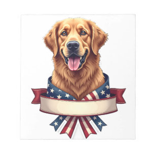 Patriotic Golden Retriever Ribbon Banner Tee 2 Notepad