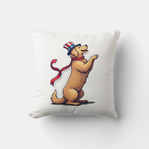 Patriotic Golden Retriever Rising Profile Tee 3 Cushion