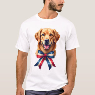 Patriotic Golden Retriever Twin Ribbon Tee