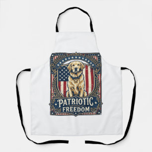 Patriotic Golden Retriever Vector Graphic Tee_1 Apron