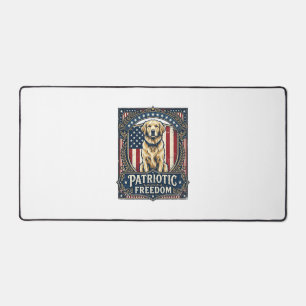Patriotic Golden Retriever Vector Graphic Tee_1 Desk Mat