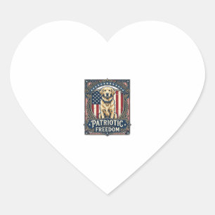 Patriotic Golden Retriever Vector Graphic Tee_1 Heart Sticker