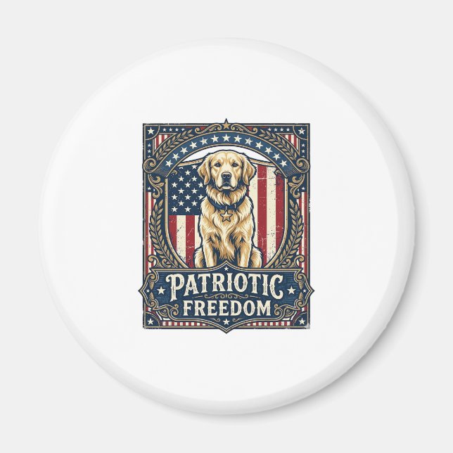 Patriotic Golden Retriever Vector Graphic Tee_1 Magnet (Front)