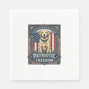Patriotic Golden Retriever Vector Graphic Tee_1 Napkin