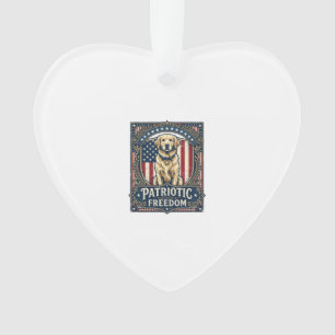 Patriotic Golden Retriever Vector Graphic Tee_1 Ornament