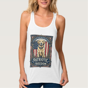 Patriotic Golden Retriever Vector Graphic Tee_1 Singlet