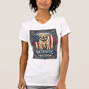 Patriotic Golden Retriever Vector Graphic Tee_1 T-Shirt