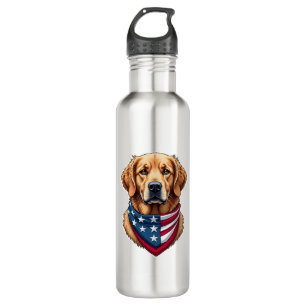 Patriotic Golden Retriever Vintage Engraving Shirt 710 Ml Water Bottle