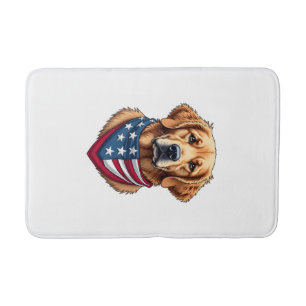 Patriotic Golden Retriever Vintage Engraving Shirt Bath Mat