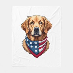 Patriotic Golden Retriever Vintage Engraving Shirt Fleece Blanket