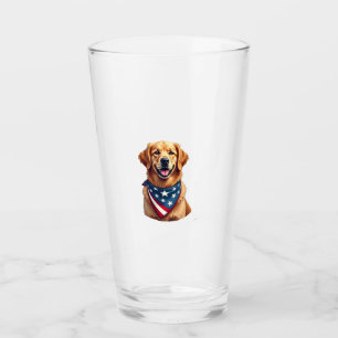 Patriotic Golden Retriever Vintage Engraving Shirt Glass